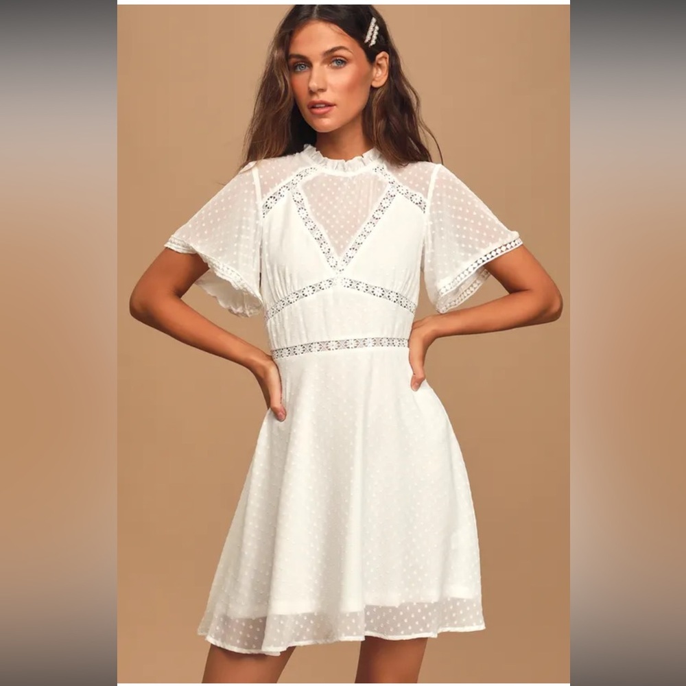 Lulu's Delicate White Lace Mini Dress